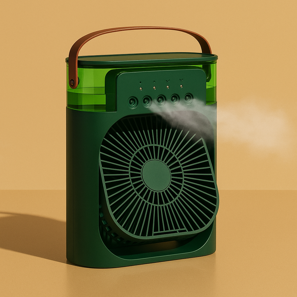 Ventilateur Portable Climatiseur 3-en-1 avec LED – Refroidisseur d’Air Compact et Silencieux